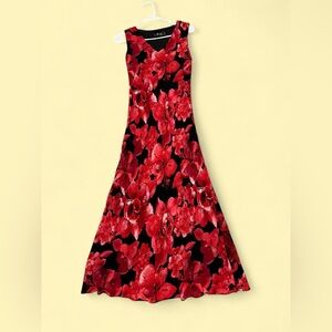 Lily Red and Black Floral Maxi Dress